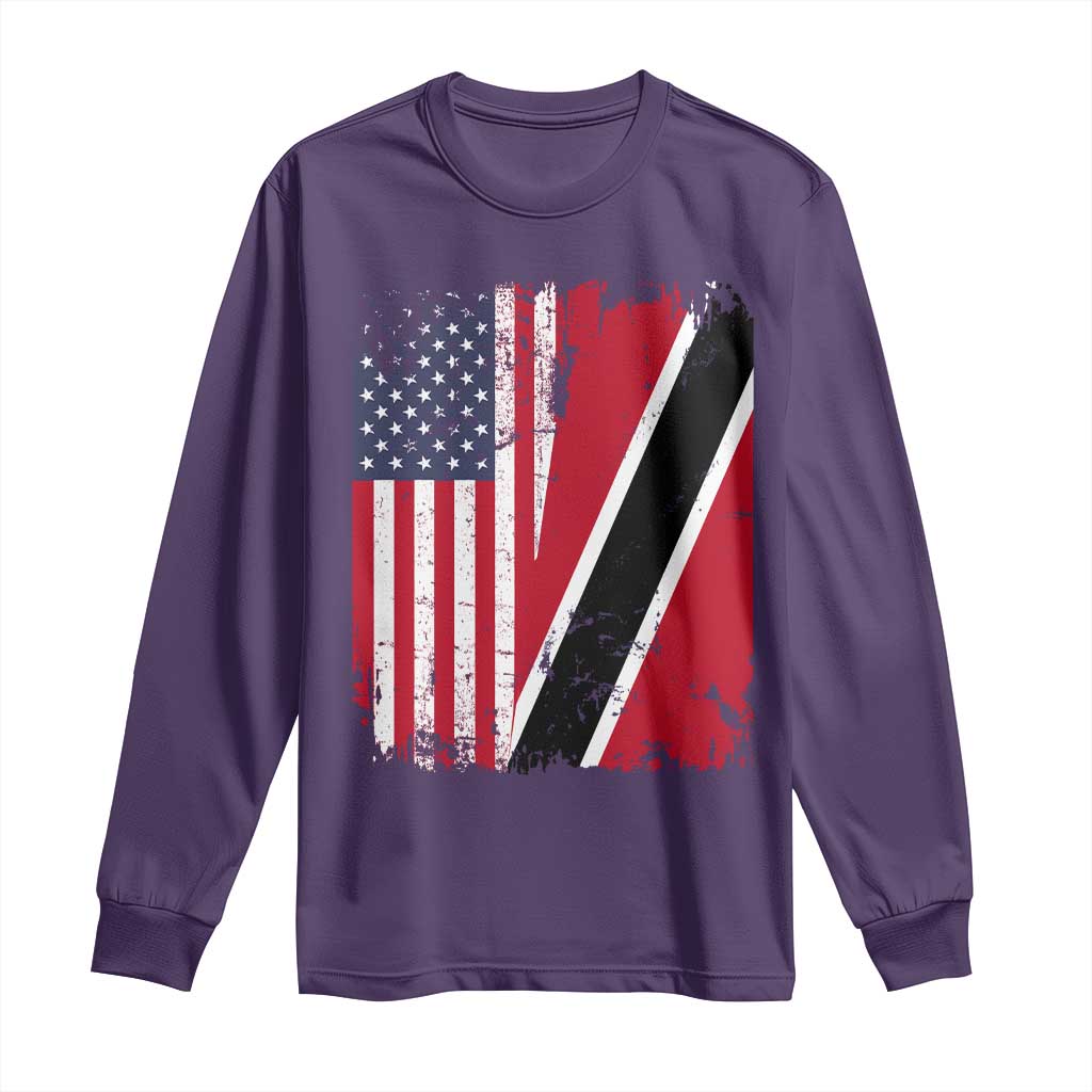 USA Trinidad and Tobago Long Sleeve Shirt Retro Vintage American Trini Pride Flag