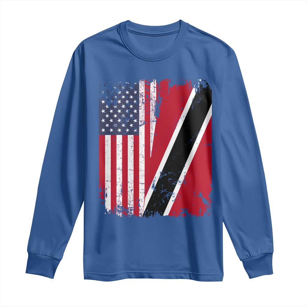USA Trinidad and Tobago Long Sleeve Shirt Retro Vintage American Trini Pride Flag