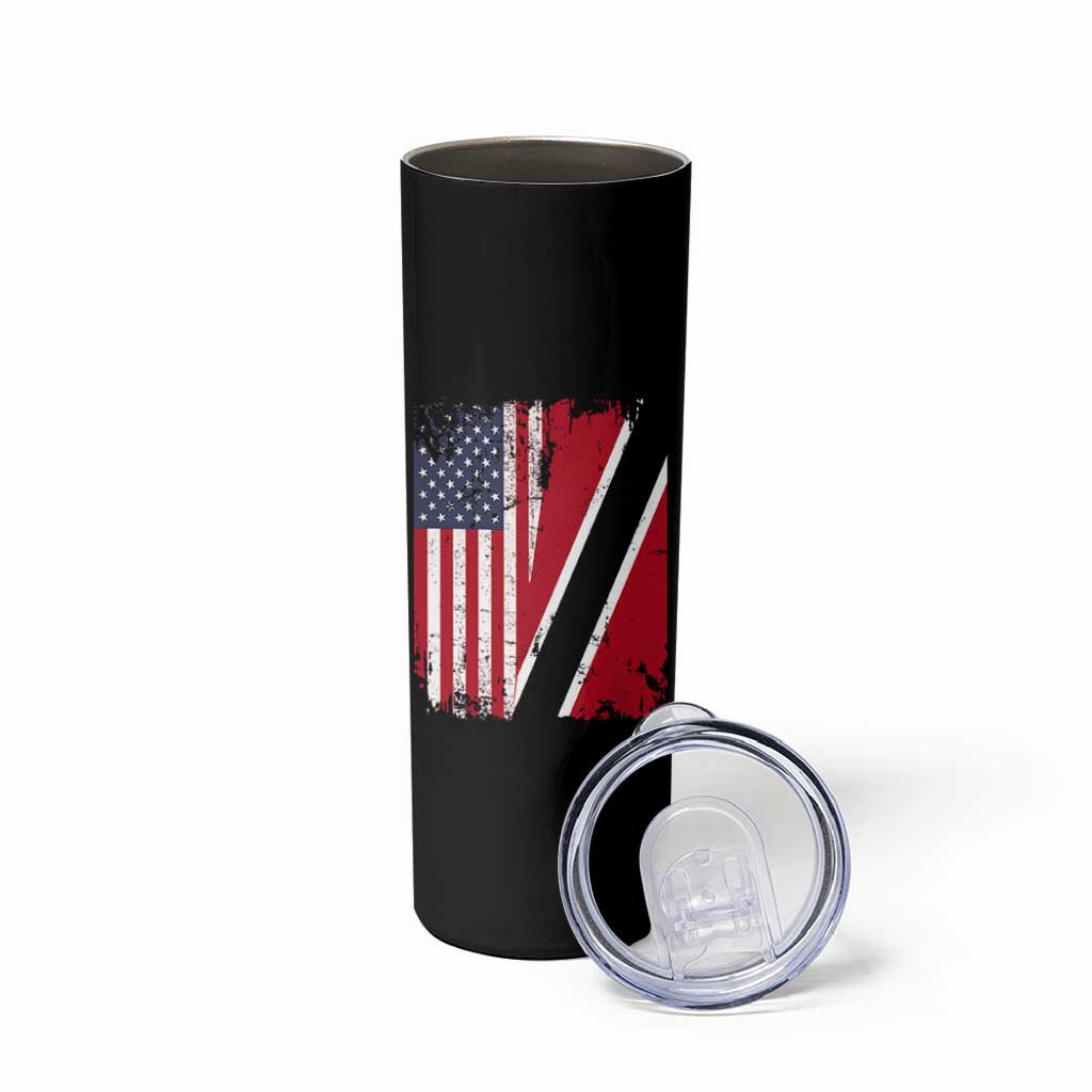 USA Trinidad and Tobago Skinny Tumbler Retro Vintage American Trini Pride Flag