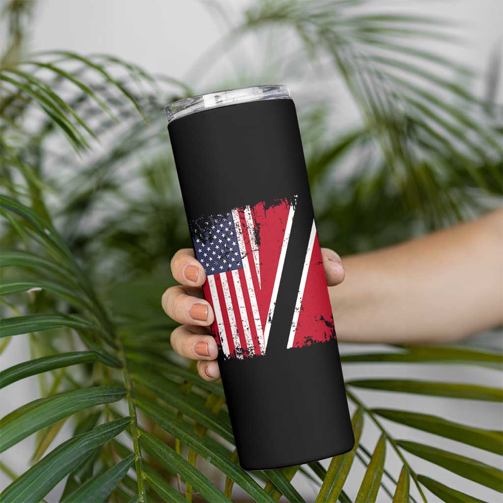 USA Trinidad and Tobago Skinny Tumbler Retro Vintage American Trini Pride Flag