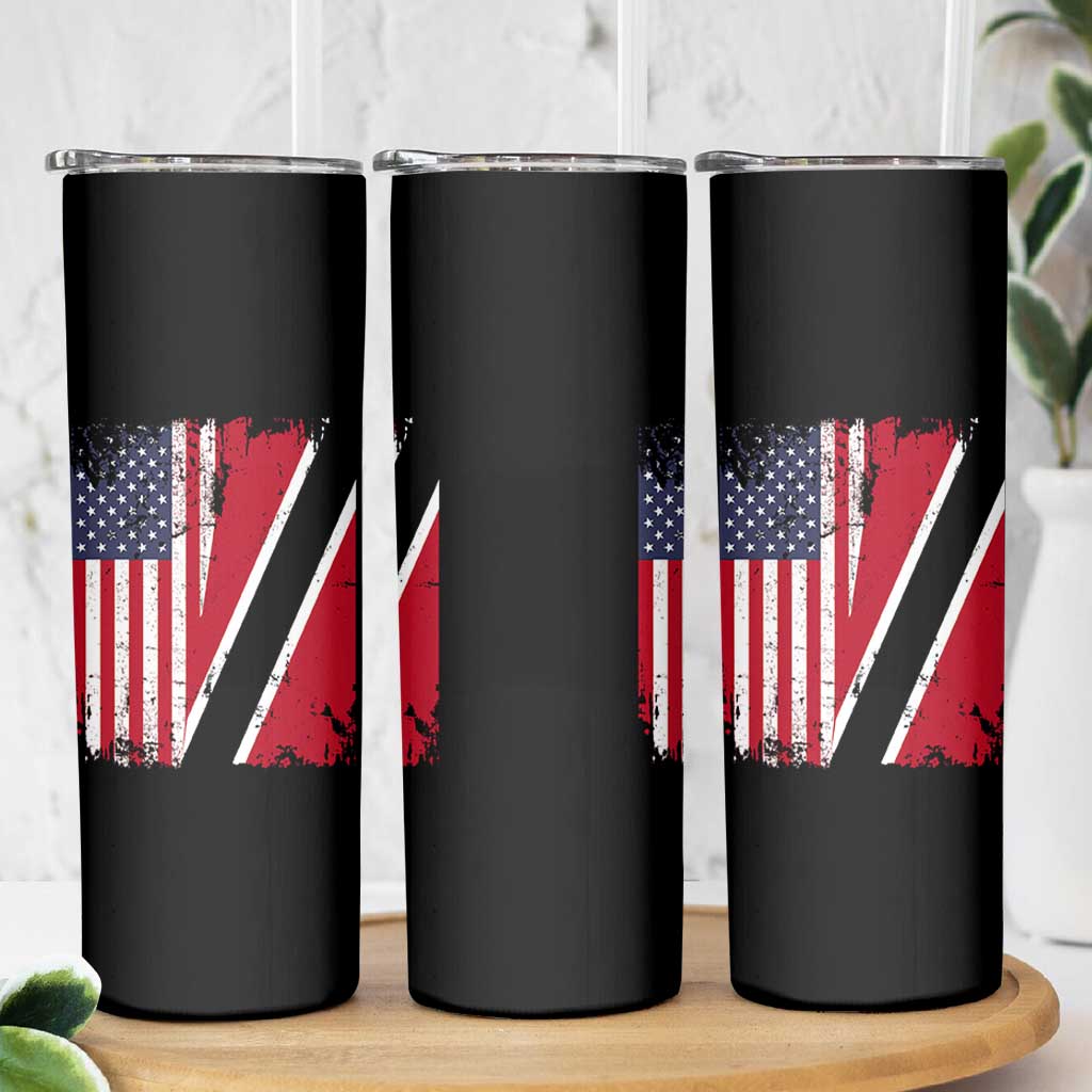 USA Trinidad and Tobago Skinny Tumbler Retro Vintage American Trini Pride Flag