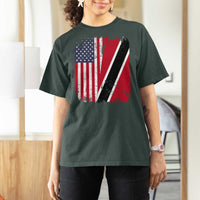 USA Trinidad and Tobago T Shirt For Women Retro Vintage American Trini Pride Flag