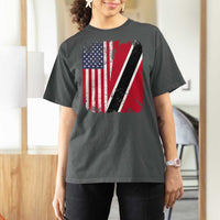 USA Trinidad and Tobago T Shirt For Women Retro Vintage American Trini Pride Flag