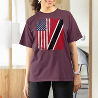 USA Trinidad and Tobago T Shirt For Women Retro Vintage American Trini Pride Flag