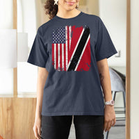 USA Trinidad and Tobago T Shirt For Women Retro Vintage American Trini Pride Flag