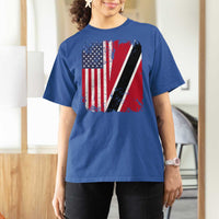 USA Trinidad and Tobago T Shirt For Women Retro Vintage American Trini Pride Flag