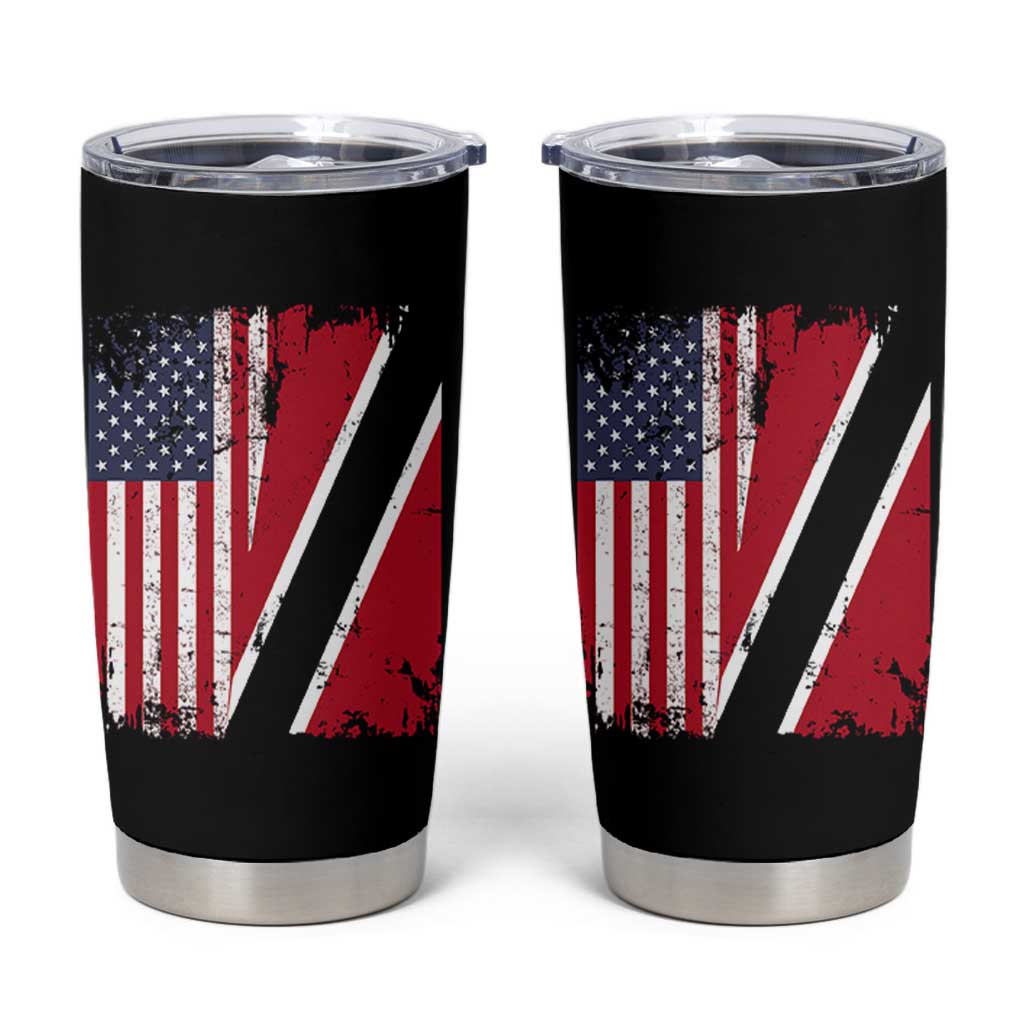 USA Trinidad and Tobago Tumbler Cup Retro Vintage American Trini Pride Flag