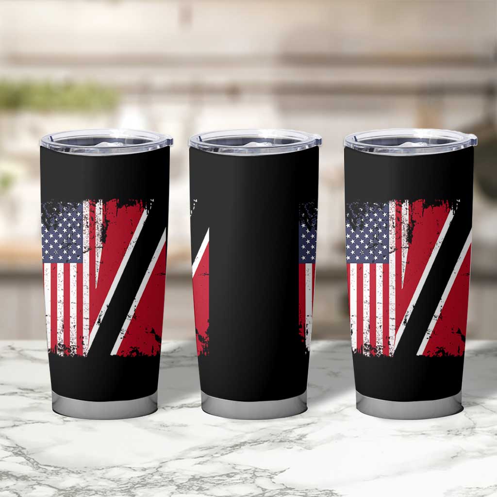 USA Trinidad and Tobago Tumbler Cup Retro Vintage American Trini Pride Flag