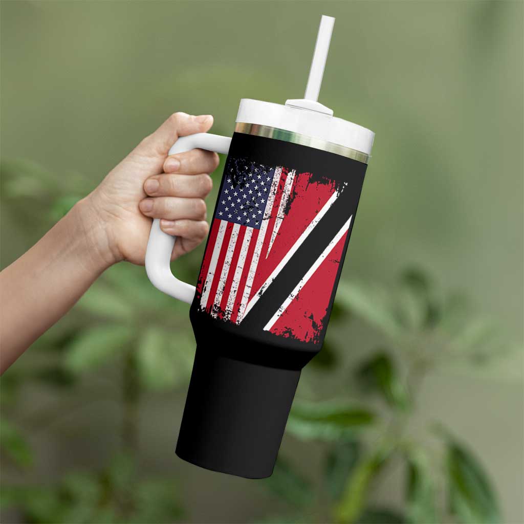 USA Trinidad and Tobago Tumbler With Handle Retro Vintage American Trini Pride Flag