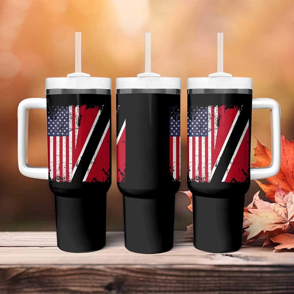 USA Trinidad and Tobago Tumbler With Handle Retro Vintage American Trini Pride Flag