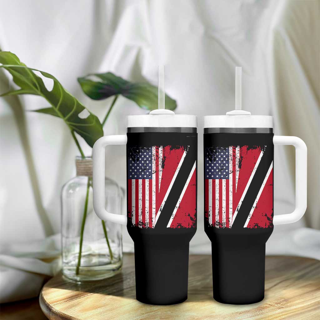 USA Trinidad and Tobago Tumbler With Handle Retro Vintage American Trini Pride Flag