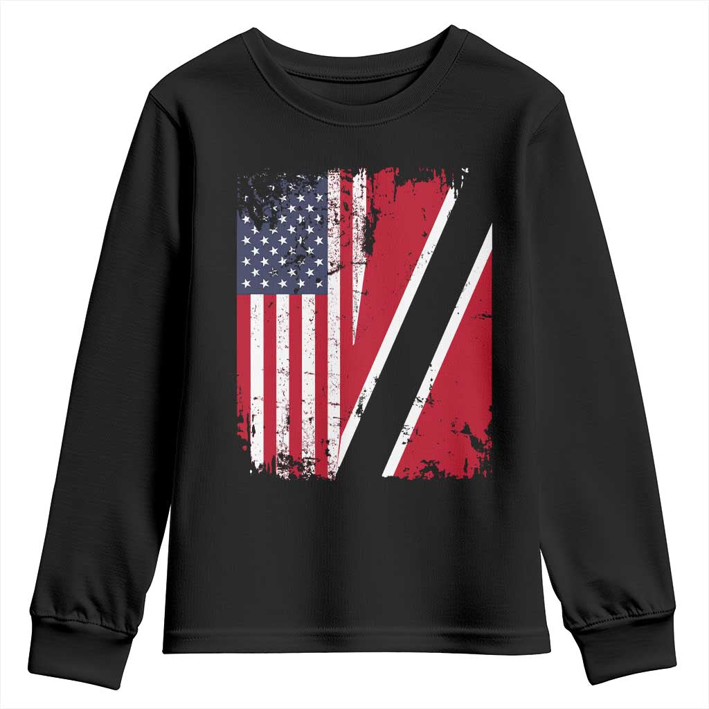 USA Trinidad and Tobago Youth Sweatshirt Retro Vintage American Trini Pride Flag