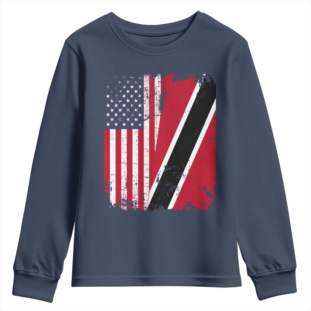 USA Trinidad and Tobago Youth Sweatshirt Retro Vintage American Trini Pride Flag