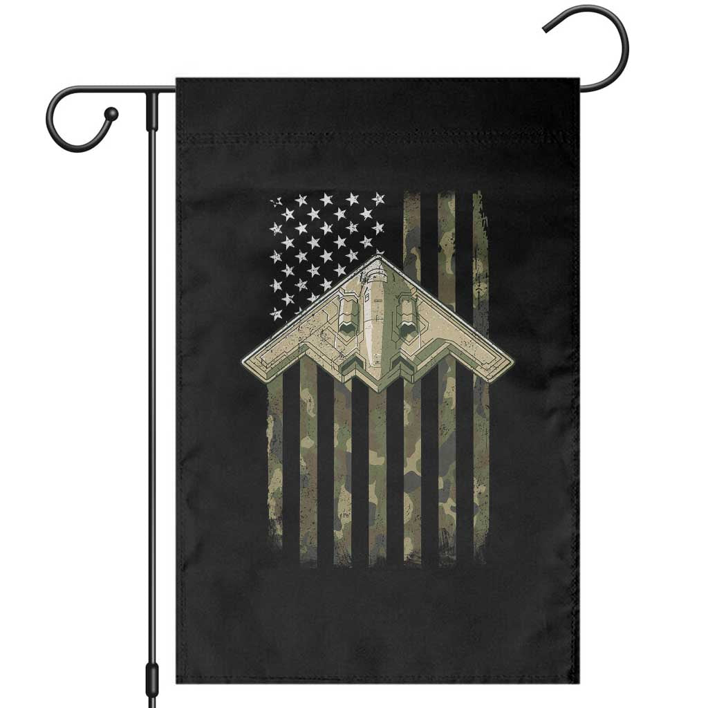 Retro Camo B2 Spirit Garden Flag B-2 Bomber Stealth Aircraft Camouflage US Flag Patriotic - Wonder Print Shop