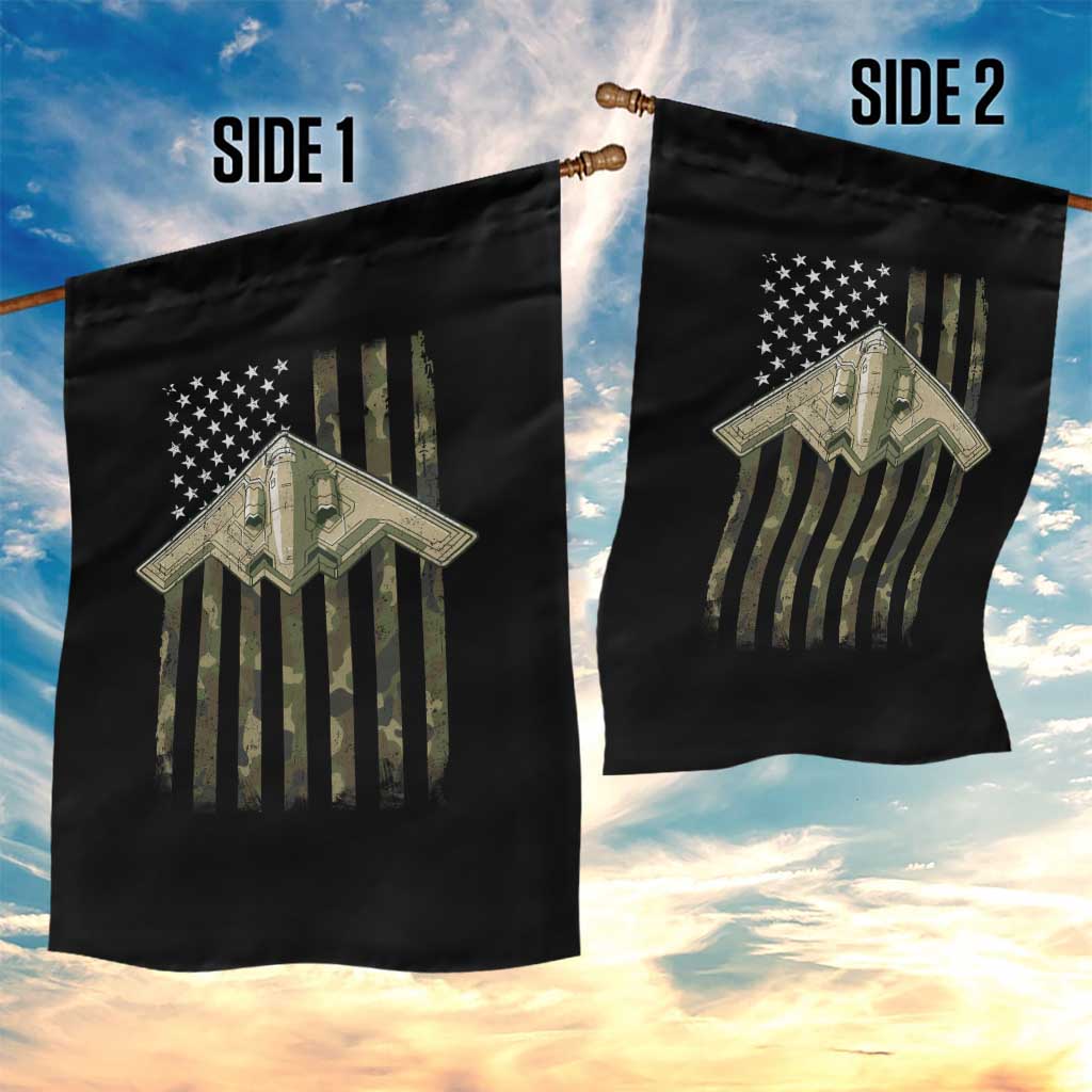 Retro Camo B2 Spirit Garden Flag B-2 Bomber Stealth Aircraft Camouflage US Flag Patriotic - Wonder Print Shop