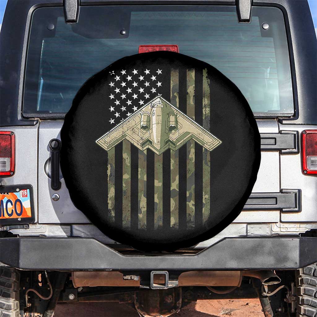 Retro Camo B2 Spirit Spare Tire Cover B-2 Bomber Stealth Aircraft Camouflage US Flag Patriotic - Wonder Print Shop