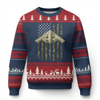 Retro Camo B2 Spirit Ugly Christmas Sweater B-2 Bomber Stealth Aircraft Camouflage US Flag Patriotic - Wonder Print Shop