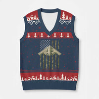 Retro Camo B2 Spirit V-Neck Knit Sweater Vest B-2 Bomber Stealth Aircraft Camouflage US Flag Patriotic - Wonder Print Shop