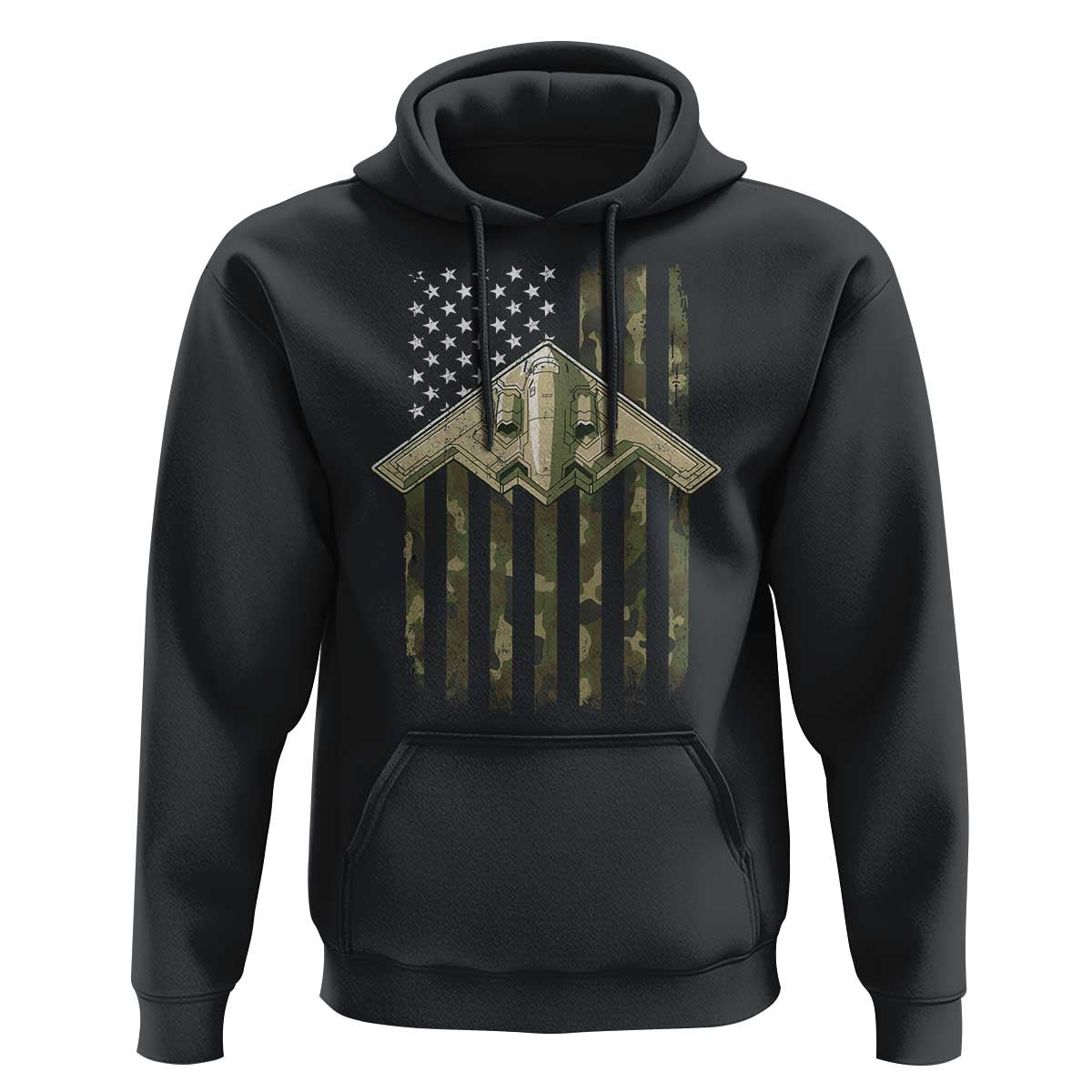 Retro Camo B2 Spirit Hoodie B-2 Bomber Stealth Aircraft Camouflage US Flag Patriotic - Wonder Print Shop