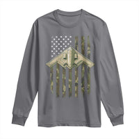 Retro Camo B2 Spirit Long Sleeve Shirt B-2 Bomber Stealth Aircraft Camouflage US Flag Patriotic - Wonder Print Shop
