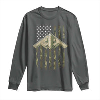 Retro Camo B2 Spirit Long Sleeve Shirt B-2 Bomber Stealth Aircraft Camouflage US Flag Patriotic - Wonder Print Shop