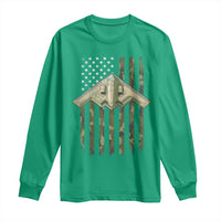 Retro Camo B2 Spirit Long Sleeve Shirt B-2 Bomber Stealth Aircraft Camouflage US Flag Patriotic - Wonder Print Shop