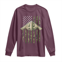 Retro Camo B2 Spirit Long Sleeve Shirt B-2 Bomber Stealth Aircraft Camouflage US Flag Patriotic - Wonder Print Shop