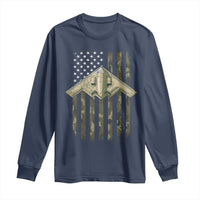 Retro Camo B2 Spirit Long Sleeve Shirt B-2 Bomber Stealth Aircraft Camouflage US Flag Patriotic - Wonder Print Shop