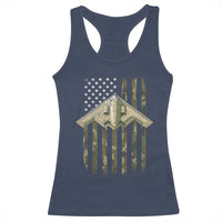 Retro Camo B2 Spirit Racerback Tank Top B-2 Bomber Stealth Aircraft Camouflage US Flag Patriotic - Wonder Print Shop