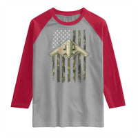 Retro Camo B2 Spirit Raglan Shirt B-2 Bomber Stealth Aircraft Camouflage US Flag Patriotic - Wonder Print Shop