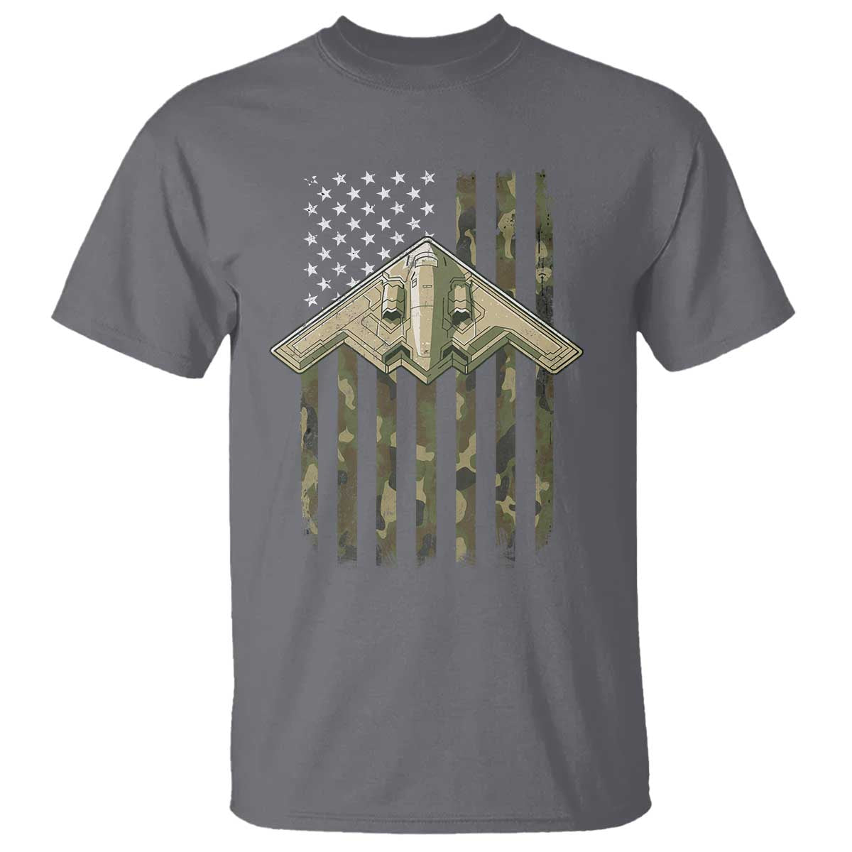 Retro Camo B2 Spirit T Shirt B-2 Bomber Stealth Aircraft Camouflage US Flag Patriotic - Wonder Print Shop
