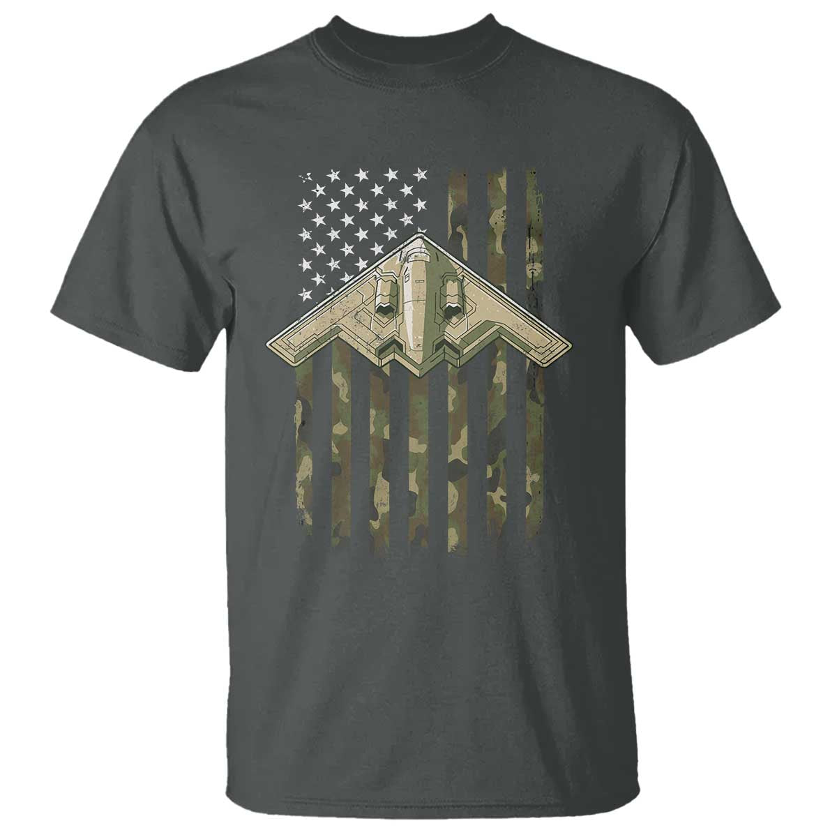 Retro Camo B2 Spirit T Shirt B-2 Bomber Stealth Aircraft Camouflage US Flag Patriotic - Wonder Print Shop