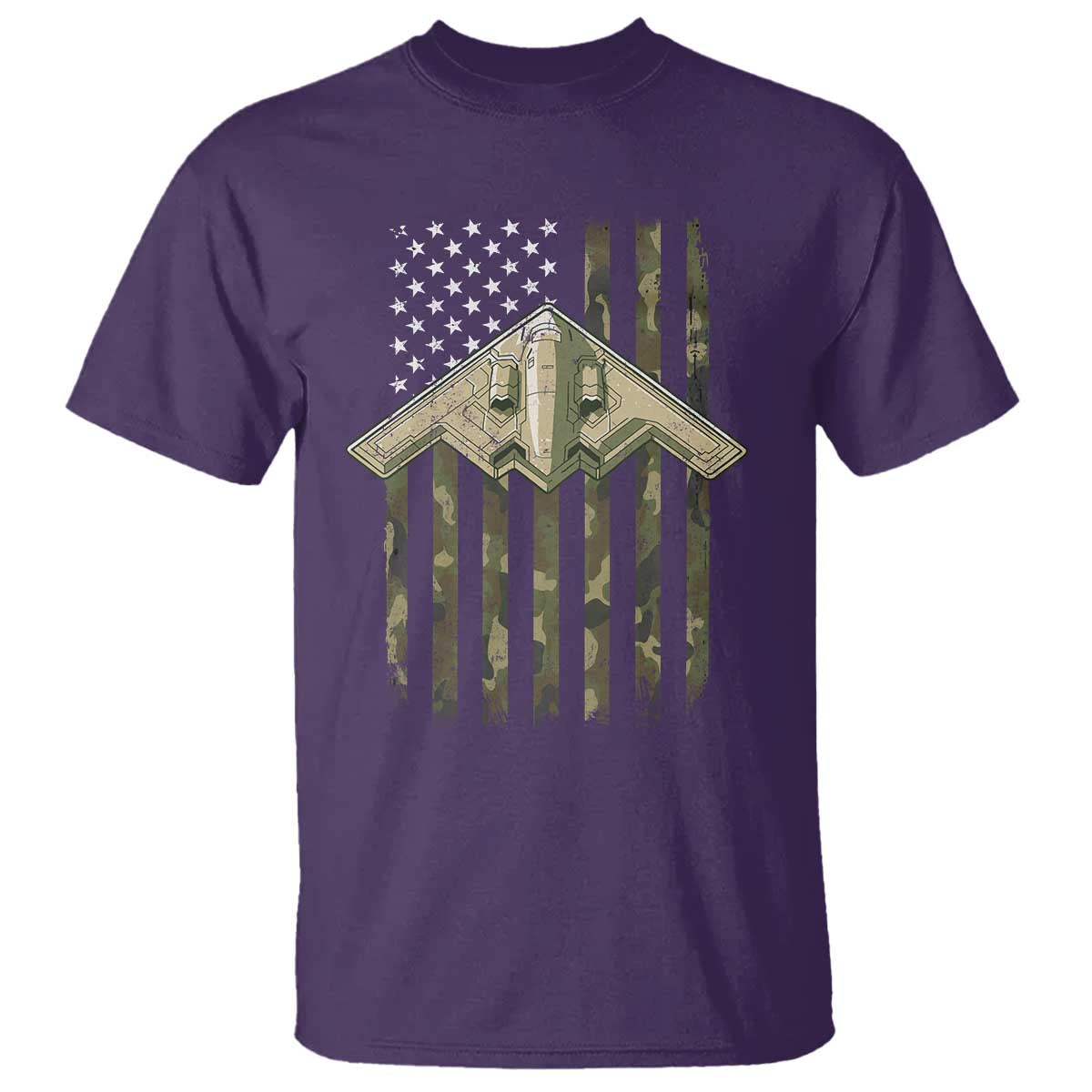 Retro Camo B2 Spirit T Shirt B-2 Bomber Stealth Aircraft Camouflage US Flag Patriotic - Wonder Print Shop