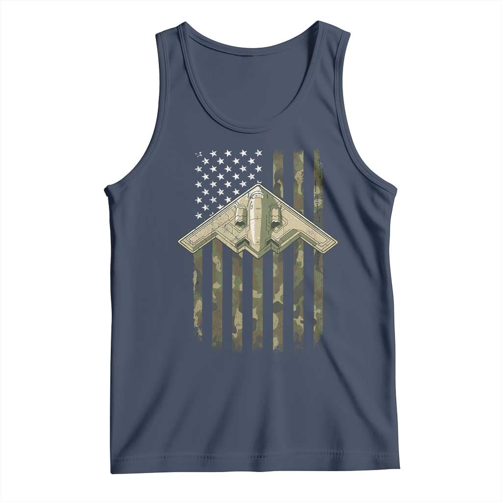 Retro Camo B2 Spirit Tank Top B-2 Bomber Stealth Aircraft Camouflage US Flag Patriotic - Wonder Print Shop