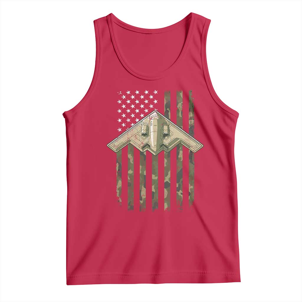 Retro Camo B2 Spirit Tank Top B-2 Bomber Stealth Aircraft Camouflage US Flag Patriotic - Wonder Print Shop