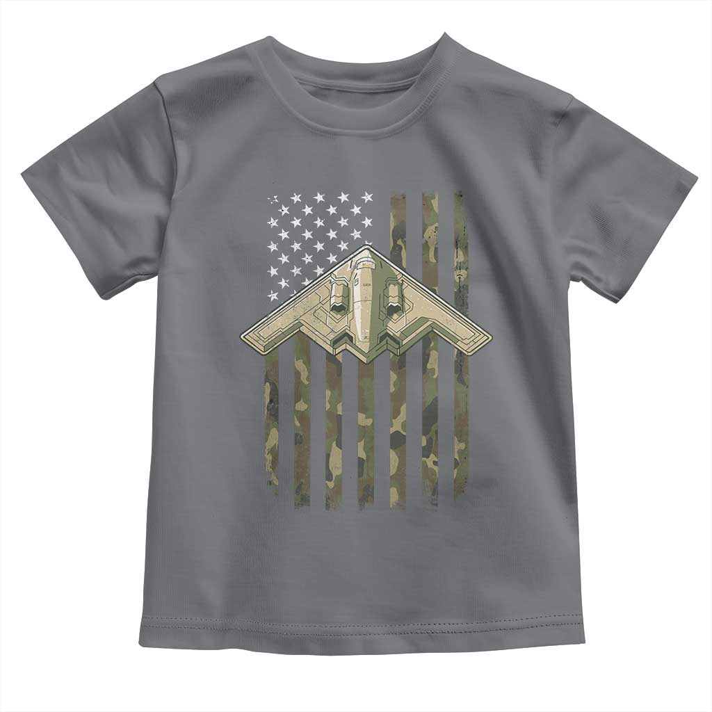 Retro Camo B2 Spirit Toddler T Shirt B-2 Bomber Stealth Aircraft Camouflage US Flag Patriotic - Wonder Print Shop
