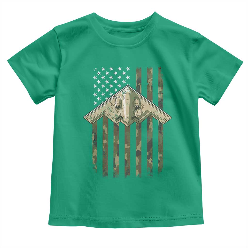 Retro Camo B2 Spirit Toddler T Shirt B-2 Bomber Stealth Aircraft Camouflage US Flag Patriotic - Wonder Print Shop