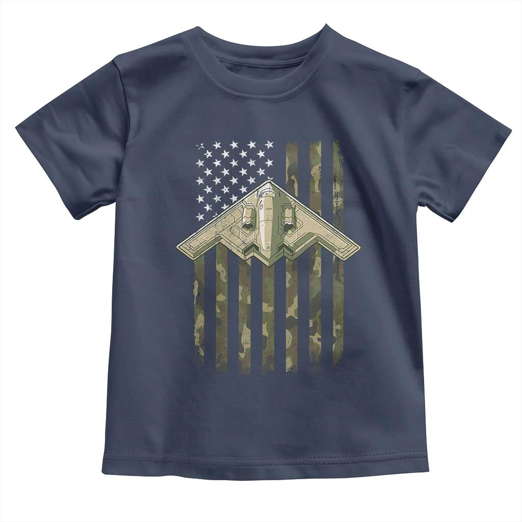 Retro Camo B2 Spirit Toddler T Shirt B-2 Bomber Stealth Aircraft Camouflage US Flag Patriotic - Wonder Print Shop