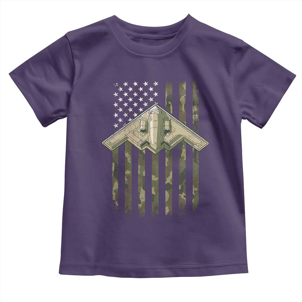 Retro Camo B2 Spirit Toddler T Shirt B-2 Bomber Stealth Aircraft Camouflage US Flag Patriotic - Wonder Print Shop