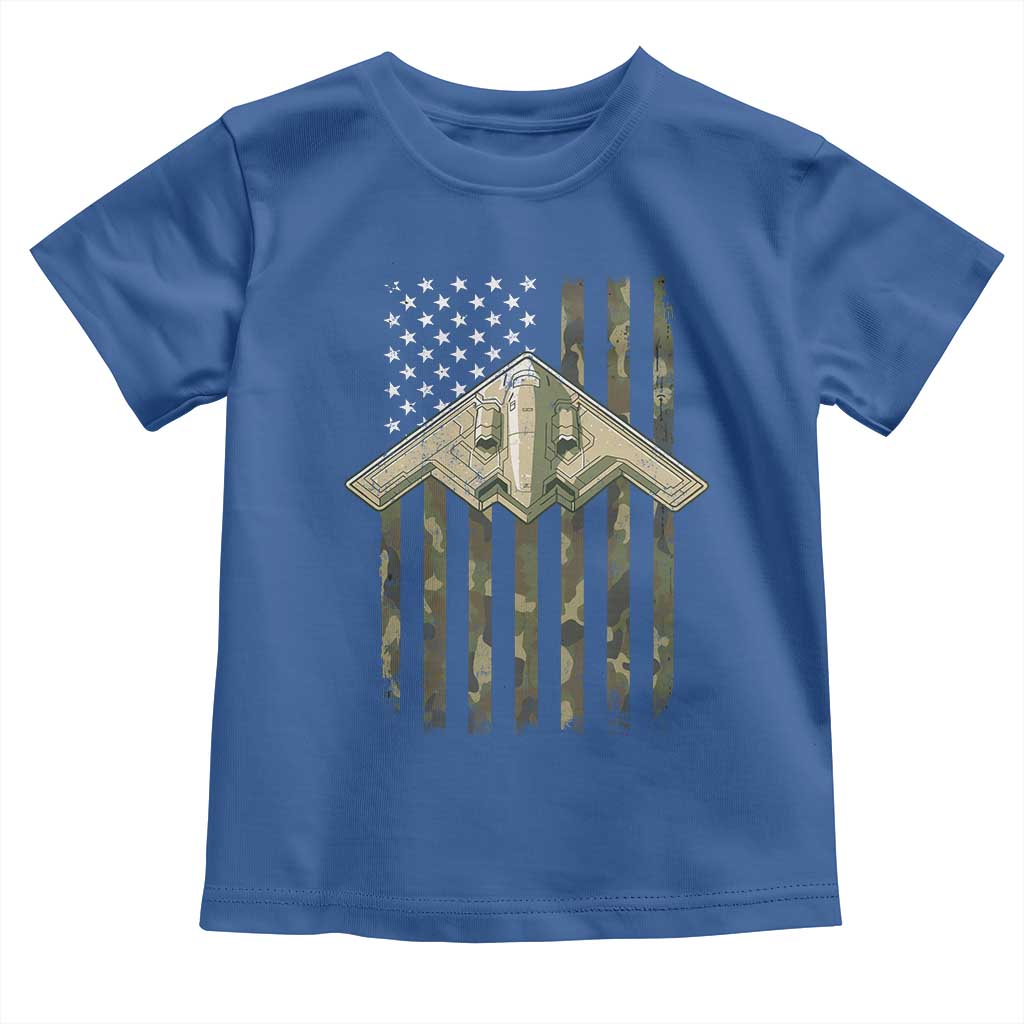 Retro Camo B2 Spirit Toddler T Shirt B-2 Bomber Stealth Aircraft Camouflage US Flag Patriotic - Wonder Print Shop