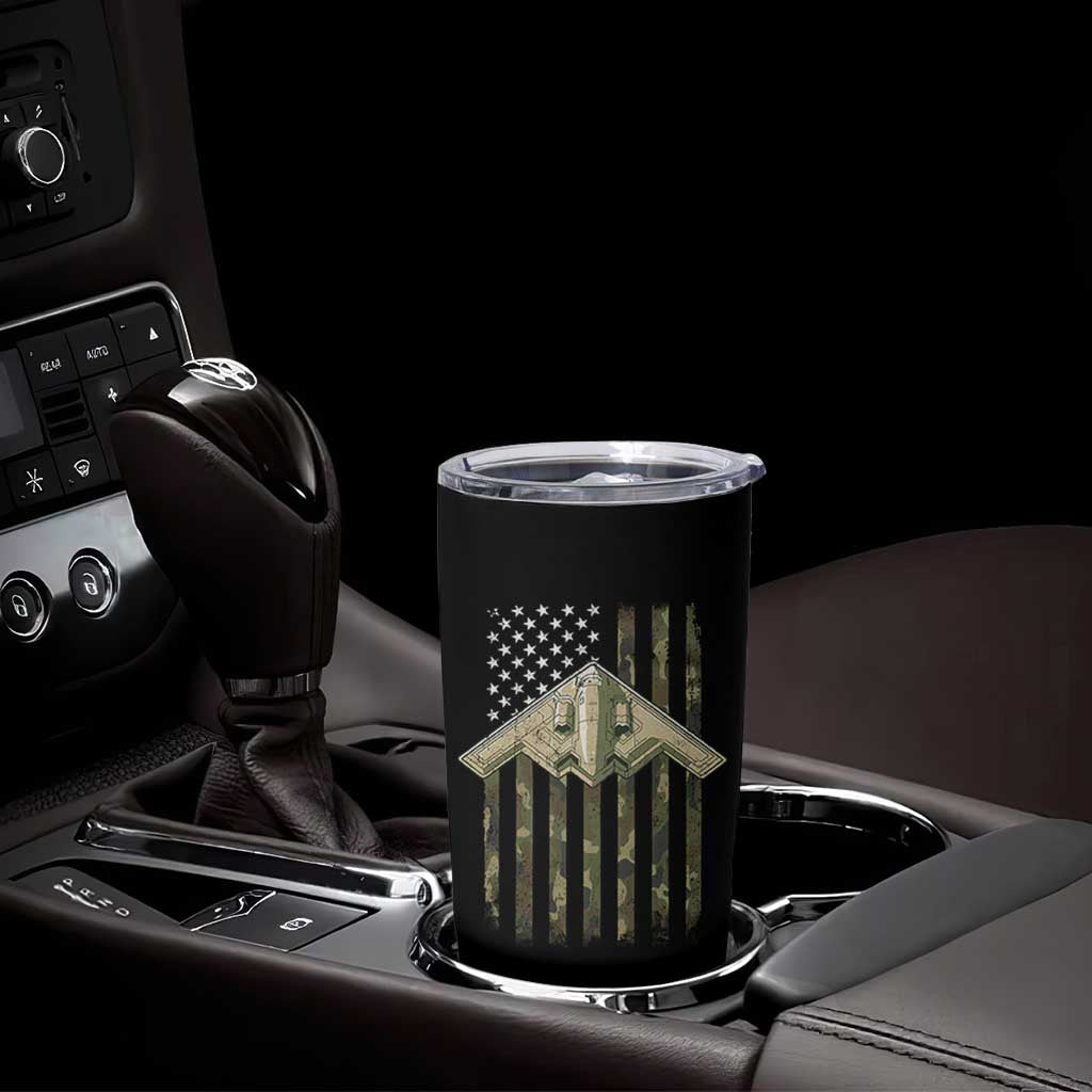 Retro Camo B2 Spirit Tumbler Cup B-2 Bomber Stealth Aircraft Camouflage US Flag Patriotic - Wonder Print Shop