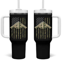 Retro Camo B2 Spirit Tumbler With Handle B-2 Bomber Stealth Aircraft Camouflage US Flag Patriotic - Wonder Print Shop
