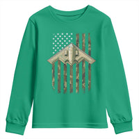 Retro Camo B2 Spirit Youth Sweatshirt B-2 Bomber Stealth Aircraft Camouflage US Flag Patriotic - Wonder Print Shop