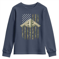 Retro Camo B2 Spirit Youth Sweatshirt B-2 Bomber Stealth Aircraft Camouflage US Flag Patriotic - Wonder Print Shop