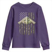 Retro Camo B2 Spirit Youth Sweatshirt B-2 Bomber Stealth Aircraft Camouflage US Flag Patriotic - Wonder Print Shop