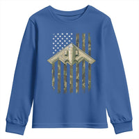 Retro Camo B2 Spirit Youth Sweatshirt B-2 Bomber Stealth Aircraft Camouflage US Flag Patriotic - Wonder Print Shop