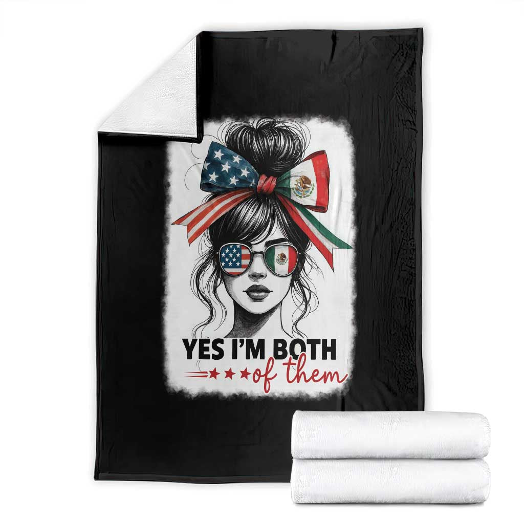 American Mexican Roots Throw Blanket Messy Bun Mexico America Half American Flag - Wonder Print Shop