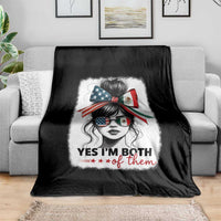 American Mexican Roots Throw Blanket Messy Bun Mexico America Half American Flag - Wonder Print Shop