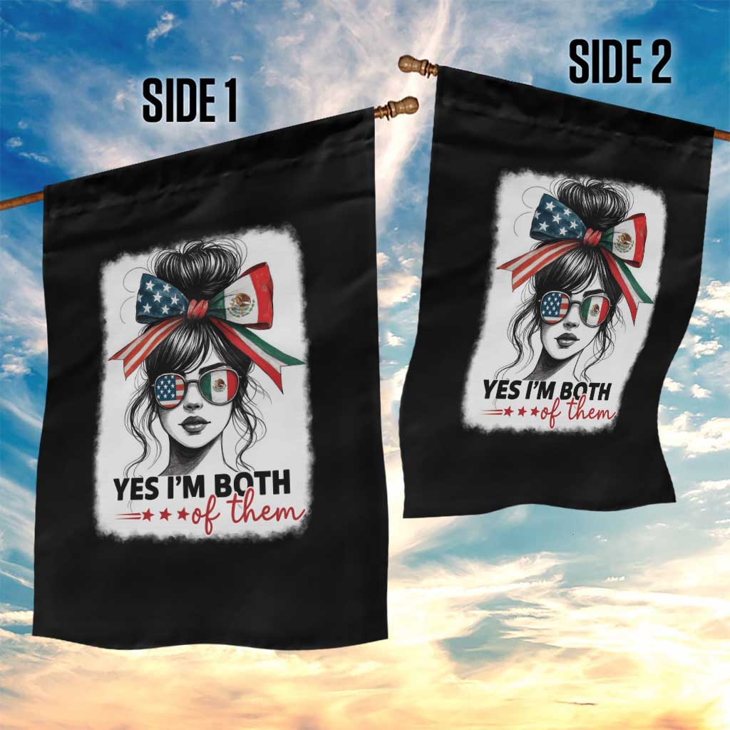 American Mexican Roots Garden Flag Messy Bun Mexico America Half American Flag - Wonder Print Shop