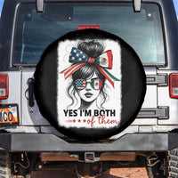 American Mexican Roots Spare Tire Cover Messy Bun Mexico America Half American Flag - Wonder Print Shop